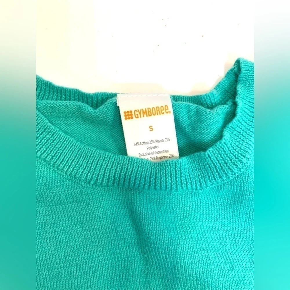 Girls Gymboree short sleeve embroidered green sweater size Small